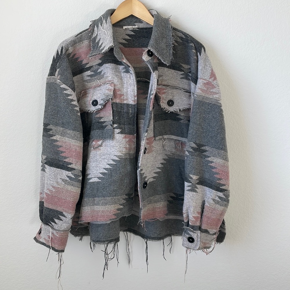 La Miel Distressed Oversized Boho Shacket
